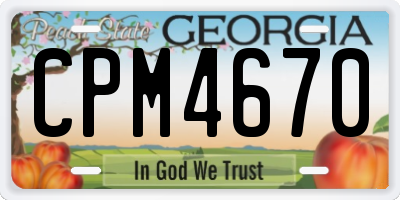 GA license plate CPM4670