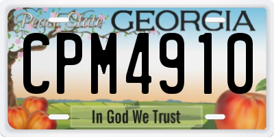 GA license plate CPM4910