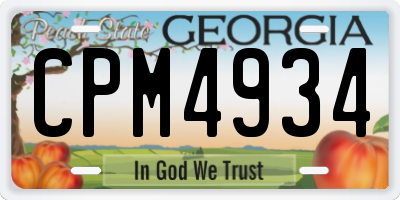 GA license plate CPM4934