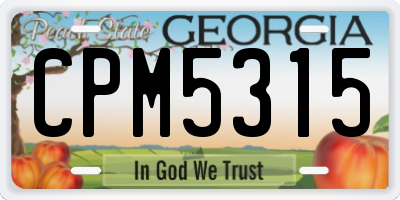 GA license plate CPM5315