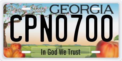 GA license plate CPN0700
