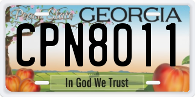 GA license plate CPN8011