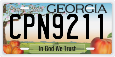 GA license plate CPN9211