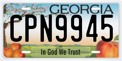 GA license plate CPN9945