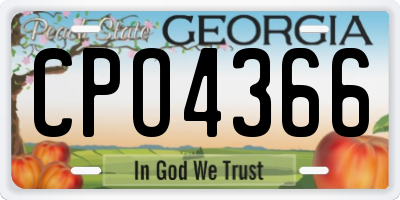 GA license plate CPO4366