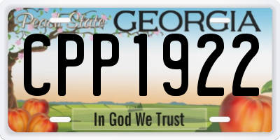 GA license plate CPP1922