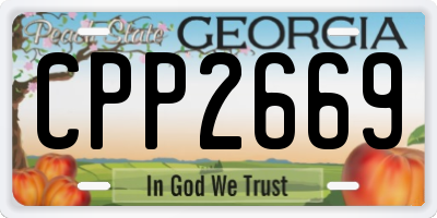 GA license plate CPP2669