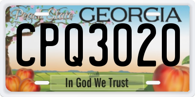 GA license plate CPQ3020