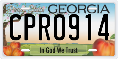 GA license plate CPR0914