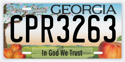 GA license plate CPR3263