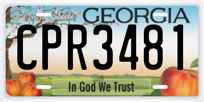GA license plate CPR3481