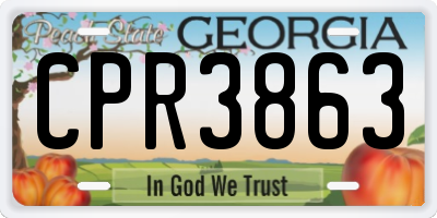 GA license plate CPR3863