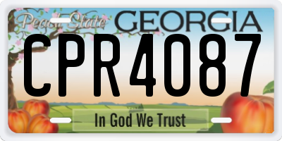 GA license plate CPR4087