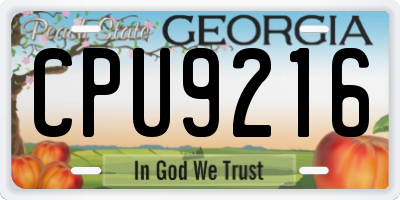 GA license plate CPU9216