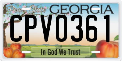 GA license plate CPV0361