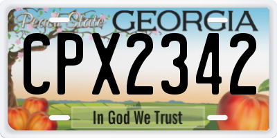 GA license plate CPX2342