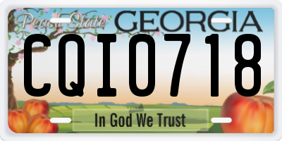 GA license plate CQI0718