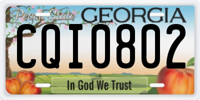 GA license plate CQI0802