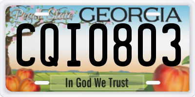 GA license plate CQI0803
