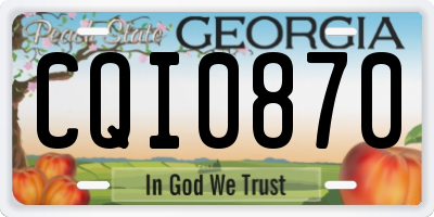 GA license plate CQI0870