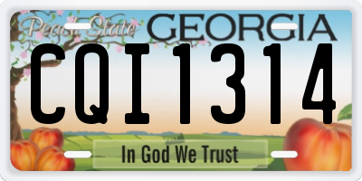 GA license plate CQI1314