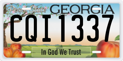 GA license plate CQI1337
