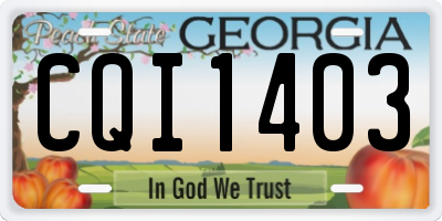 GA license plate CQI1403