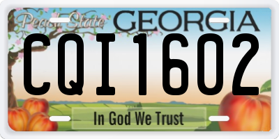 GA license plate CQI1602