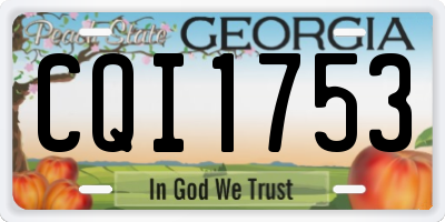 GA license plate CQI1753
