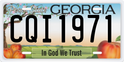 GA license plate CQI1971