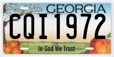 GA license plate CQI1972