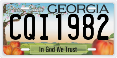 GA license plate CQI1982