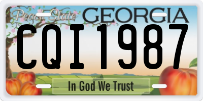 GA license plate CQI1987