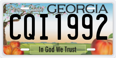 GA license plate CQI1992