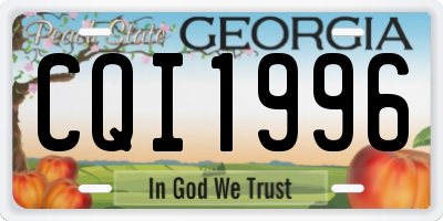 GA license plate CQI1996