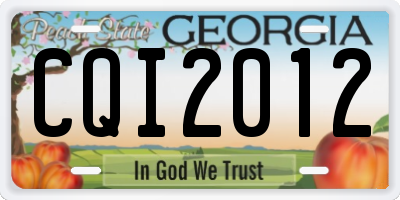 GA license plate CQI2012