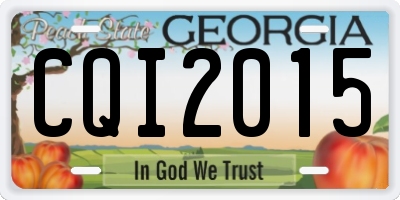 GA license plate CQI2015