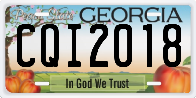 GA license plate CQI2018