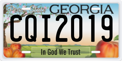 GA license plate CQI2019