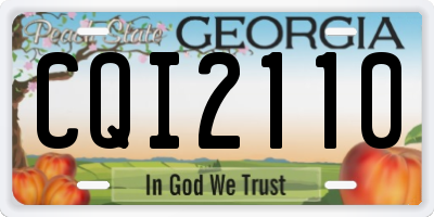 GA license plate CQI2110