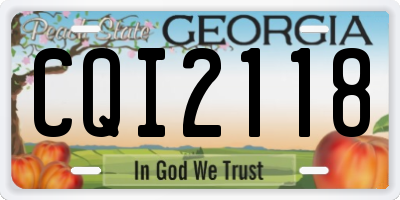 GA license plate CQI2118