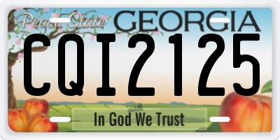 GA license plate CQI2125