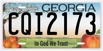 GA license plate CQI2173