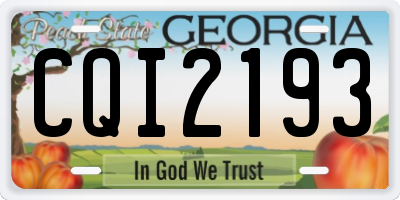 GA license plate CQI2193