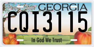 GA license plate CQI3115