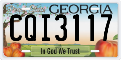 GA license plate CQI3117