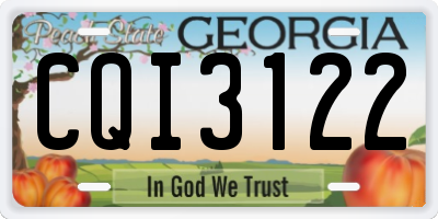 GA license plate CQI3122