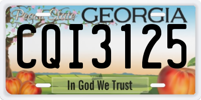 GA license plate CQI3125