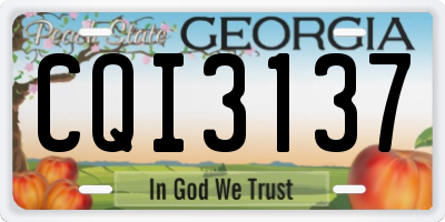 GA license plate CQI3137