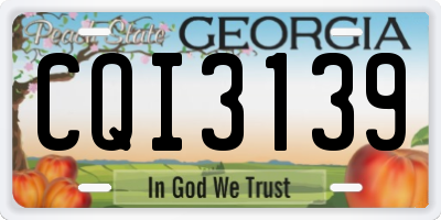 GA license plate CQI3139